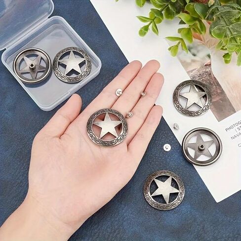 6 Sets Vintage Silver Conchos - 12pcs Alloy Screw Back Rivets for Leathercraft, DIY Rodeo Crafts, Belts, Bags, and Accessories in Saudi Arabia