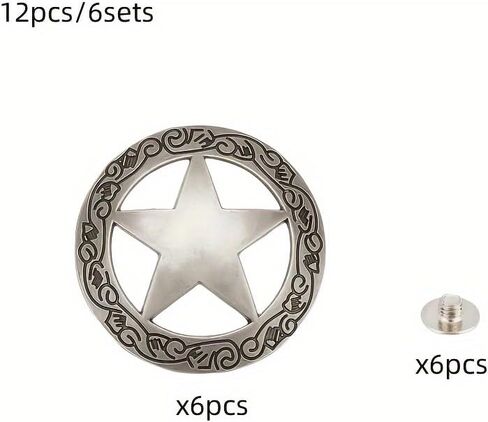 6 Sets Vintage Silver Conchos - 12pcs Alloy Screw Back Rivets for Leathercraft, DIY Rodeo Crafts, Belts, Bags, and Accessories in Saudi Arabia