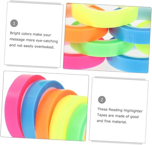 5Rolls Transparent Adhesive Tape Highlighting Tapes for Book Annotation Office and School Use in Saudi Arabia