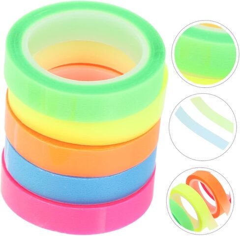 5Rolls Transparent Adhesive Tape Highlighting Tapes for Book Annotation Office and School Use in Saudi Arabia