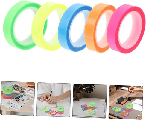 5Rolls Transparent Adhesive Tape Highlighting Tapes for Book Annotation Office and School Use in Saudi Arabia