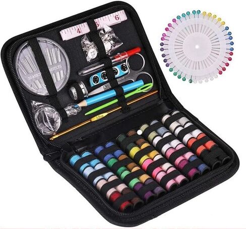 128pcs Sewing Kit with Case Portable Sewing Supplies for Home Traveler, Adults, Beginner, Emergency,Contains Thread, Scissors, Needles,Measuring Tape in Saudi Arabia