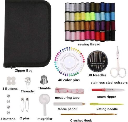 128pcs Sewing Kit with Case Portable Sewing Supplies for Home Traveler, Adults, Beginner, Emergency,Contains Thread, Scissors, Needles,Measuring Tape in Saudi Arabia