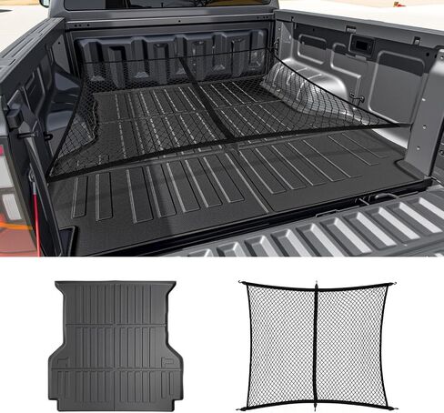 حصيرة سرير الشاحنة وشبكة متوافقة مع 2024-2025 Toyota Tacoma 5FT استبدال سرير الشاحنة، شبكة شاحنة TPE بطانة سرير البضائع جميع الأحوال الجوية حصيرة البضائع لملحقات Toyota Tacoma in Kuwait