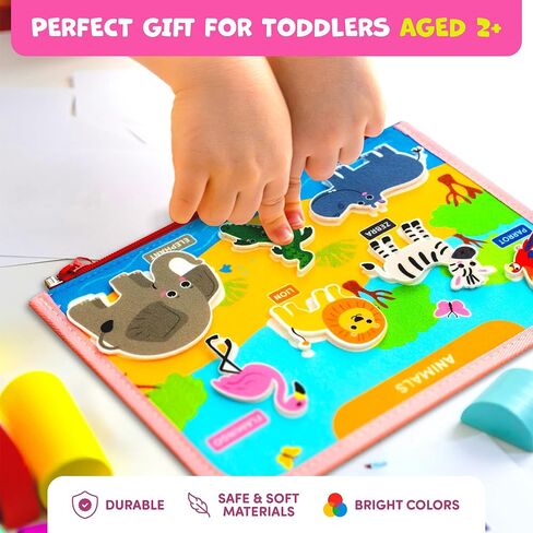 لوحة مشغولة من Clever Fox Montessori للأطفال الصغار - أكثر من 20 نشاطًا تعليميًا كتاب أطفال - ألعاب حسية دقيقة للأطفال بعمر 2 و3 سنوات - لوحة تعليمية حسية للسفر والطائرة والهدايا (أزرق) in Saudi Arabia