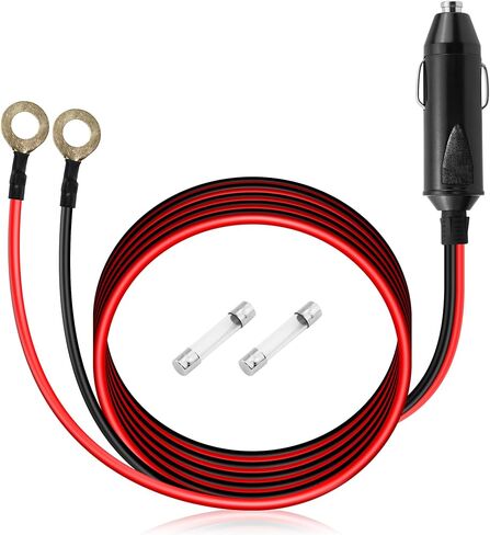 10FT 14AWG ولاعة السجائر ذكر إلى O Ring Terminal Harness Extension Cable 20A 12V/24V كابل توصيل ذكر ولاعة السجائر شديد التحمل، 8 مم طرف حلقة العيينة in Saudi Arabia