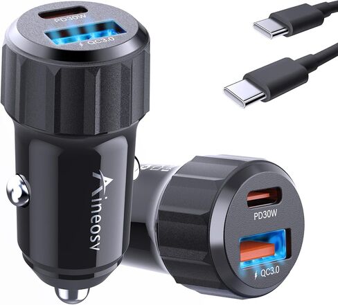 شاحن سيارة 52.5 واط USB C، محول ولاعة السجائر، محول شحن عالمي للسيارة 12 فولت/24 فولت، لهاتف iPhone 17 Pro Max Air، سلسلة 16/15/14/13/12، Samsung، Google، iPad، AirPods، أجهزة Android in Kuwait