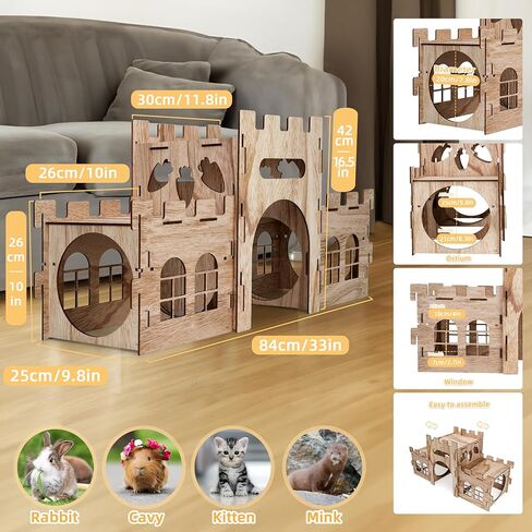 مخبأ كبير جدًا لقلاع الأرنب للأرانب الداخلية وبرج التسلق مع نفق، منزل قوي للأرانب، وابن مقرض، وخنازير غينيا، والهامستر، وألعاب إثراء جيدة التهوية، HLT4 in Kuwait