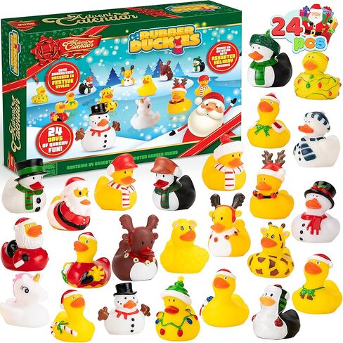 JOYIN 2025 Christmas Advent Calendar Ducks, 24 Days Christmas Rubber Ducky Bath Toys, Countdown Calendar Characters and Rubber Ducks for Boys Girls Kids, Kids Xmas Party Favors Fun Gifts in Saudi Arabia
