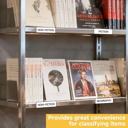 50 قطعة من شرائط ملصقات الرف، حامل ملصقات رف ذاتي اللصق، 1.5 بوصة ارتفاع × 48 بوصة طول مع 50 ورقة ملصقات بيضاء، حامل بطاقة الأسعار، مشبك أرفف بلاستيكية شفافة لرفوف جندول السوبر ماركت in Kuwait