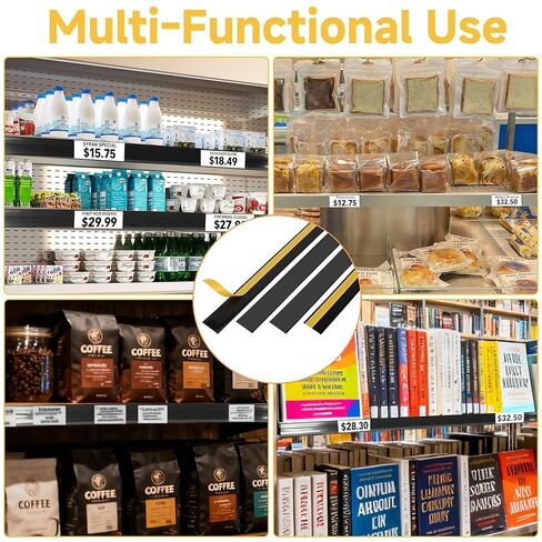 50 قطعة من شرائط ملصقات الرف، حامل ملصقات رف ذاتي اللصق، 1.5 بوصة ارتفاع × 48 بوصة طول مع 50 ورقة ملصقات بيضاء، حامل بطاقة الأسعار، مشبك أرفف بلاستيكية شفافة لرفوف جندول السوبر ماركت in Kuwait