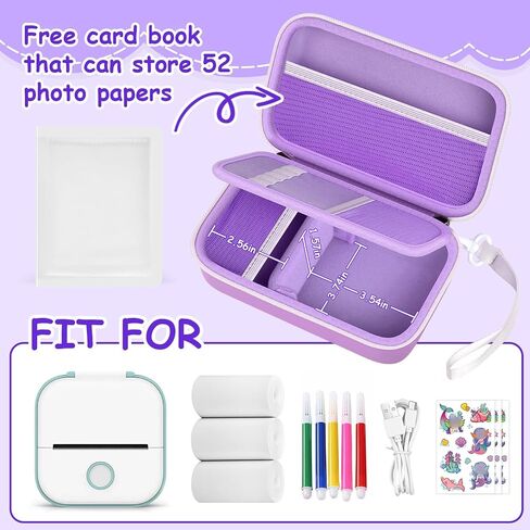 Label Maker Case for Memoking T02 Mini Printer Print Pods/ for Phomemo M02 Sticker Printer/ M02S/ M02 Pro/ for Nelko PM230 with Album to Hold 56 Sticker Papers, Portable Travel Storage Holder (Blue) in Saudi Arabia
