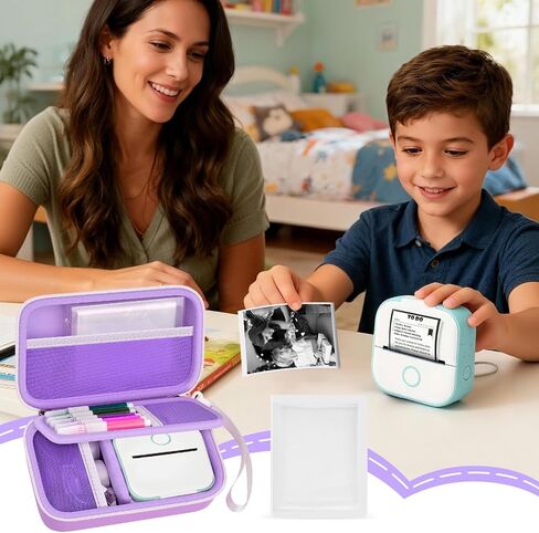 Label Maker Case for Memoking T02 Mini Printer Print Pods/ for Phomemo M02 Sticker Printer/ M02S/ M02 Pro/ for Nelko PM230 with Album to Hold 56 Sticker Papers, Portable Travel Storage Holder (Blue) in Saudi Arabia