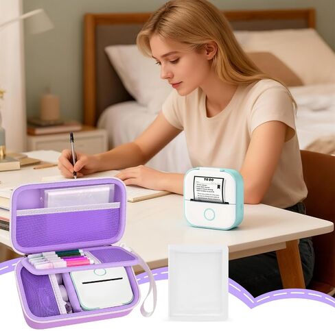 Label Maker Case for Memoking T02 Mini Printer Print Pods/ for Phomemo M02 Sticker Printer/ M02S/ M02 Pro/ for Nelko PM230 with Album to Hold 56 Sticker Papers, Portable Travel Storage Holder (Blue) in Saudi Arabia