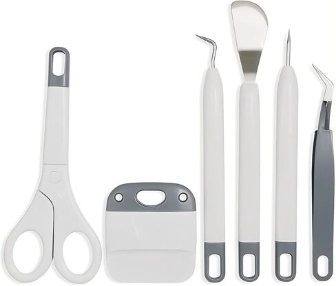Weeders,Tweezers,Scissors,Scrape,Spatula Craft Vinyl Weeding Tools Set,6pcs Grey Weeding Kits for Cricut/Silhouette/Siser/Oracal 631 651 751 Vinyl in Kuwait