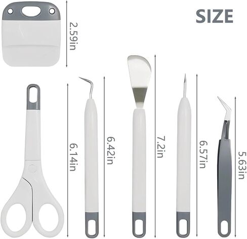 Weeders,Tweezers,Scissors,Scrape,Spatula Craft Vinyl Weeding Tools Set,6pcs Grey Weeding Kits for Cricut/Silhouette/Siser/Oracal 631 651 751 Vinyl in Kuwait