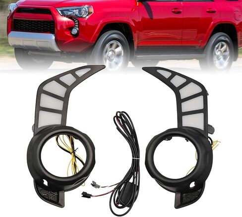 Daytime Running Fog Light Turn Signal Lamp Assembly Compatible with 4Runner 2014-2025 w/Sequential Pair Front DRL White/Blue Left and Right Switchback in Kuwait