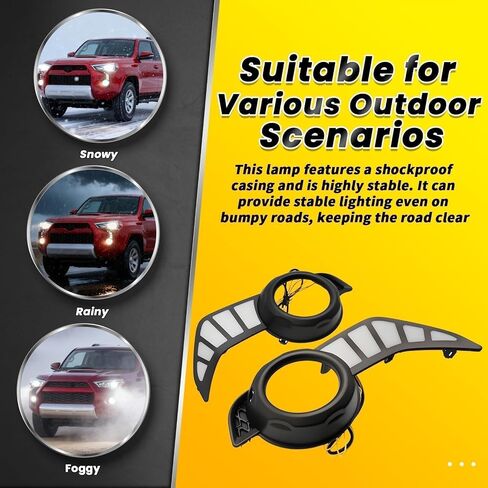 Daytime Running Fog Light Turn Signal Lamp Assembly Compatible with 4Runner 2014-2025 w/Sequential Pair Front DRL White/Blue Left and Right Switchback in Kuwait