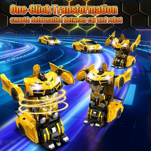 Transform Remote Control Car Toys for Boys 4-7,Cool RC Cars with Dual-Color Lights,360°Rotation,One-Click Deformation,Toys for 3 4 5 6 7 8 9 10 11 12 Year Old Boys in Saudi Arabia