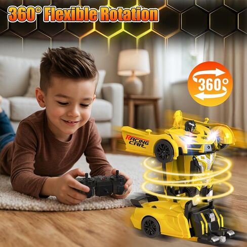 Transform Remote Control Car Toys for Boys 4-7,Cool RC Cars with Dual-Color Lights,360°Rotation,One-Click Deformation,Toys for 3 4 5 6 7 8 9 10 11 12 Year Old Boys in Saudi Arabia