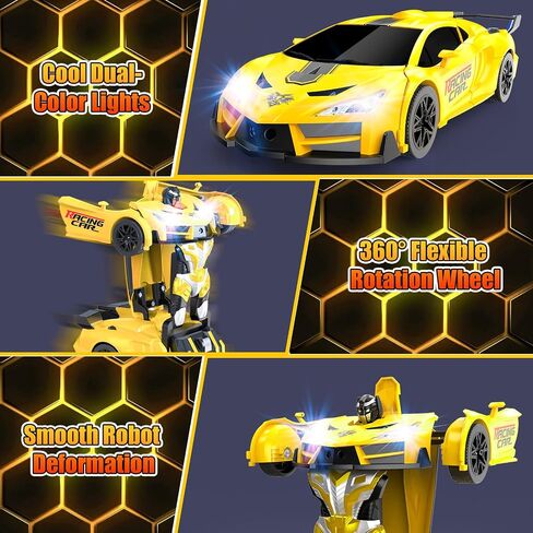 Transform Remote Control Car Toys for Boys 4-7,Cool RC Cars with Dual-Color Lights,360°Rotation,One-Click Deformation,Toys for 3 4 5 6 7 8 9 10 11 12 Year Old Boys in Saudi Arabia