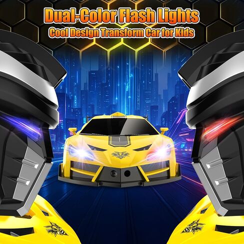 Transform Remote Control Car Toys for Boys 4-7,Cool RC Cars with Dual-Color Lights,360°Rotation,One-Click Deformation,Toys for 3 4 5 6 7 8 9 10 11 12 Year Old Boys in Saudi Arabia