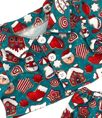 Gingerbread Pajamas Outfit with Hat for 6-10 inch Plush Stuffed Animals | Holiday Christmas PJs Clothes Accessories for Teddy Bears, Dolls, Plush Toys in Kuwait