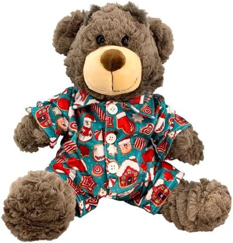Gingerbread Pajamas Outfit with Hat for 6-10 inch Plush Stuffed Animals | Holiday Christmas PJs Clothes Accessories for Teddy Bears, Dolls, Plush Toys in Kuwait