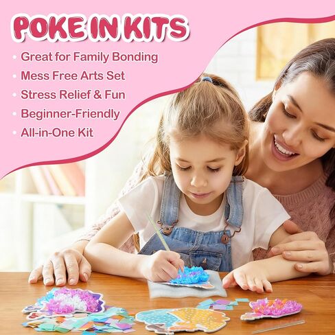 9PCS Poke-in Craft Magical Kit for Kids Animal Theme Mess-Free Fabric Puzzle Puncture Painting DIY Toy Gifts for 4-12 Year Old Girls Boys Creative Activity Game Birthday Party (Magic Princess) in Saudi Arabia