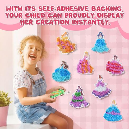 9PCS Poke-in Craft Magical Kit for Kids Animal Theme Mess-Free Fabric Puzzle Puncture Painting DIY Toy Gifts for 4-12 Year Old Girls Boys Creative Activity Game Birthday Party (Magic Princess) in Saudi Arabia