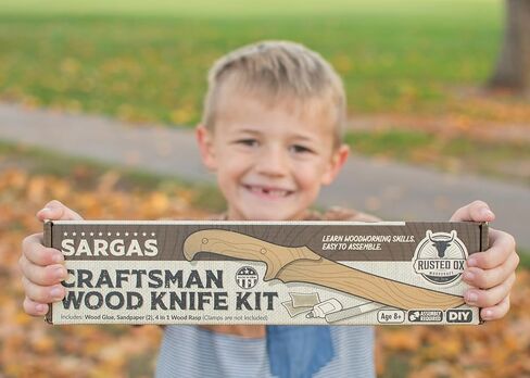 Wooden Knife Making Kit for Kids, Teens & Adults – Fun DIY Woodworking Craft Gift | Hardwood Blade with Handles, Sandpaper & Glue Included | Made in USA in Kuwait