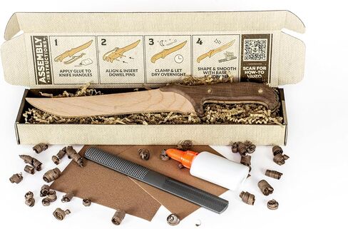 Wooden Knife Making Kit for Kids, Teens & Adults – Fun DIY Woodworking Craft Gift | Hardwood Blade with Handles, Sandpaper & Glue Included | Made in USA in Kuwait