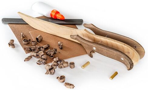 Wooden Knife Making Kit for Kids, Teens & Adults – Fun DIY Woodworking Craft Gift | Hardwood Blade with Handles, Sandpaper & Glue Included | Made in USA in Kuwait