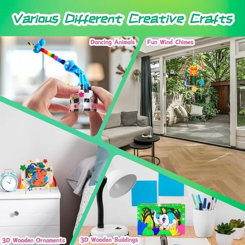 BEILUOYOO Wooden Painting Crafts for Kids - Art and Craft Kits for Kids 5-12 - Decorate & Build Your Own 3D Wood Animal Figures with Paint and Gem - Creative Activities Birthday Gifts for Girls Boys in Saudi Arabia