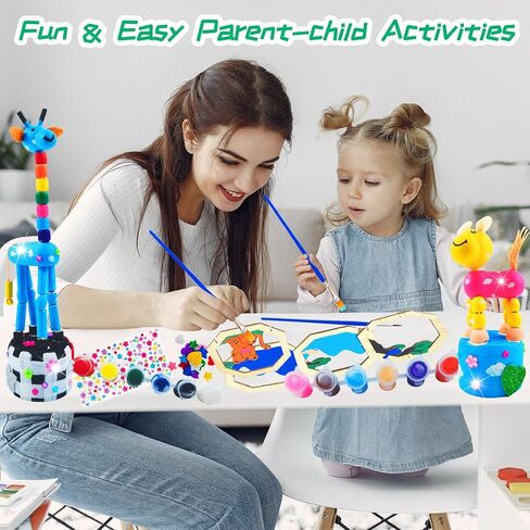 BEILUOYOO Wooden Painting Crafts for Kids - Art and Craft Kits for Kids 5-12 - Decorate & Build Your Own 3D Wood Animal Figures with Paint and Gem - Creative Activities Birthday Gifts for Girls Boys in Saudi Arabia