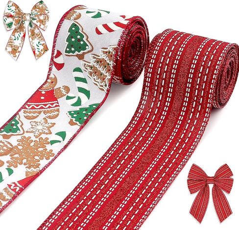 Hying Christmas Ribbons for Wreath Bows, 2.5"10 Yards Xmas Wired Edge Red Buffalo Plaid Ribbon Winter Holiday Craft Ribbons for Gift Wrapping Christmas Decorations Supplies in Saudi Arabia