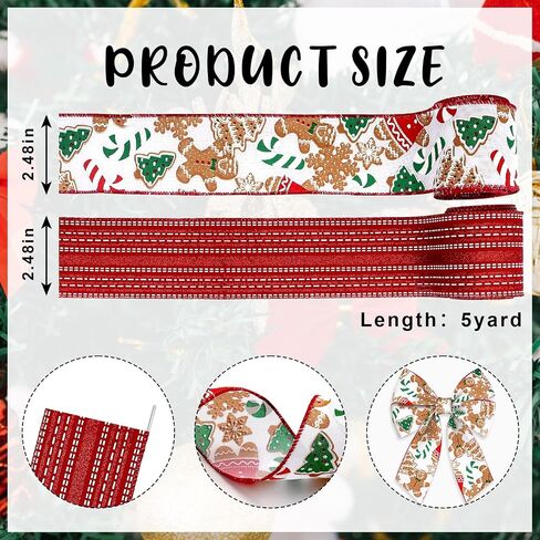Hying Christmas Ribbons for Wreath Bows, 2.5"10 Yards Xmas Wired Edge Red Buffalo Plaid Ribbon Winter Holiday Craft Ribbons for Gift Wrapping Christmas Decorations Supplies in Saudi Arabia
