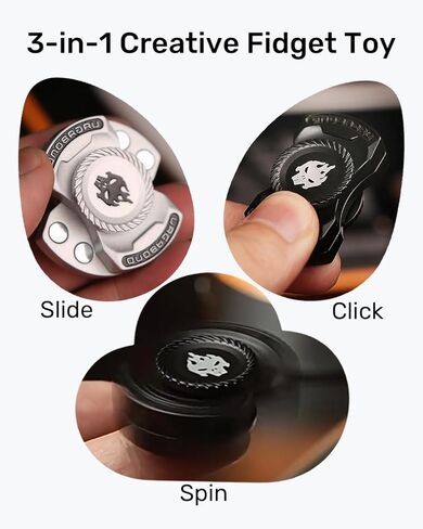ألعاب فيدجيت المعدنية للبالغين - لعبة فيدجيت سلايدر هابتيك كليكر سبينر 3 في 1، ألعاب مكتبية صامتة لتخفيف التوتر للتركيز على القلق، أداة تململ للجيب للدراسة المكتبية (أسود) in Kuwait