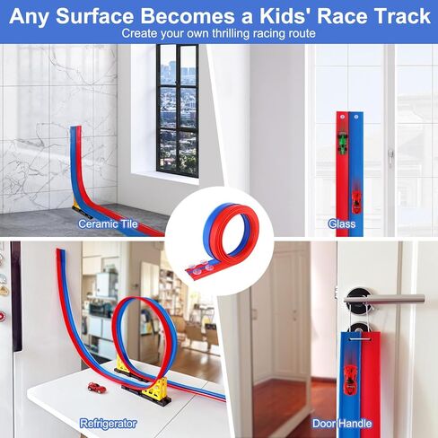 مسار سيارة سباق مرن للأطفال - منحدر قابل للانحناء بطول 15 قدمًا مع أكواب شفط - مسار سيارة قابل للطي للأطفال متوافق مع سيارات دييكاست 1:64 - عيد الميلاد للأولاد والبنات من سن 3 سنوات فما فوق in Kuwait