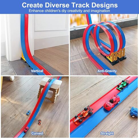 مسار سيارة سباق مرن للأطفال - منحدر قابل للانحناء بطول 15 قدمًا مع أكواب شفط - مسار سيارة قابل للطي للأطفال متوافق مع سيارات دييكاست 1:64 - عيد الميلاد للأولاد والبنات من سن 3 سنوات فما فوق in Kuwait