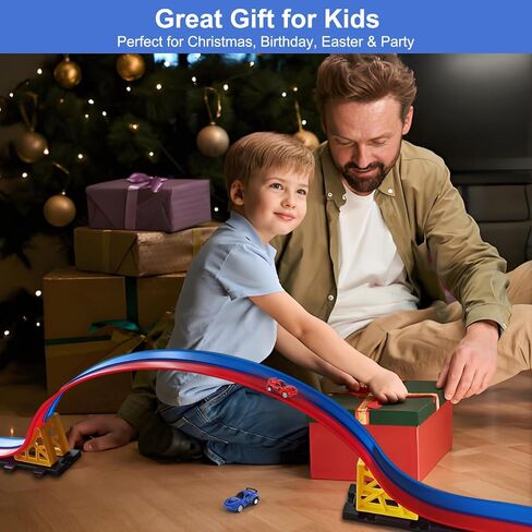 مسار سيارة سباق مرن للأطفال - منحدر قابل للانحناء بطول 15 قدمًا مع أكواب شفط - مسار سيارة قابل للطي للأطفال متوافق مع سيارات دييكاست 1:64 - عيد الميلاد للأولاد والبنات من سن 3 سنوات فما فوق in Kuwait
