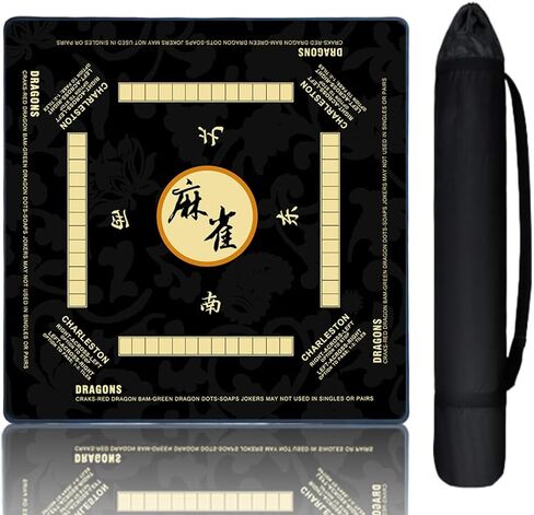 حصيرة Aucuda Mahjong لتقليل الضوضاء مع القواعد، 33.5x33.45 بوصة غطاء مجموعة طاولة American Mah Jongg غير قابلة للانزلاق مع حقائب سفر، لوحة ألعاب بطاقات البوكر لحفلات عيد الشكر مقاومة للماء، إصدار 2025. in Kuwait