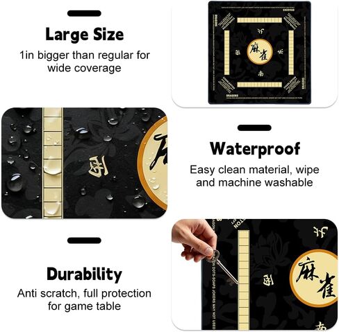 حصيرة Aucuda Mahjong لتقليل الضوضاء مع القواعد، 33.5x33.45 بوصة غطاء مجموعة طاولة American Mah Jongg غير قابلة للانزلاق مع حقائب سفر، لوحة ألعاب بطاقات البوكر لحفلات عيد الشكر مقاومة للماء، إصدار 2025. in Kuwait