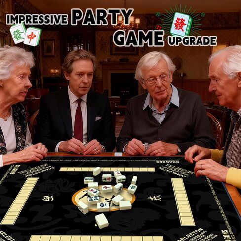 حصيرة Aucuda Mahjong لتقليل الضوضاء مع القواعد، 33.5x33.45 بوصة غطاء مجموعة طاولة American Mah Jongg غير قابلة للانزلاق مع حقائب سفر، لوحة ألعاب بطاقات البوكر لحفلات عيد الشكر مقاومة للماء، إصدار 2025. in Kuwait