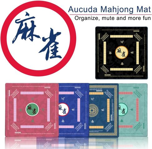 حصيرة Aucuda Mahjong لتقليل الضوضاء مع القواعد، 33.5x33.45 بوصة غطاء مجموعة طاولة American Mah Jongg غير قابلة للانزلاق مع حقائب سفر، لوحة ألعاب بطاقات البوكر لحفلات عيد الشكر مقاومة للماء، إصدار 2025. in Kuwait