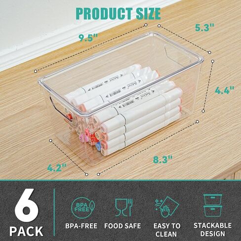 6 Pack Clear Storage Bins with Lids, Small Acrylic Arts and Craft Storage Containers, Stackable Clear Plastic Craft Storage Bins with Handles for Pantry Organizers and Storage, Kitchen, Fridge, Office in Saudi Arabia