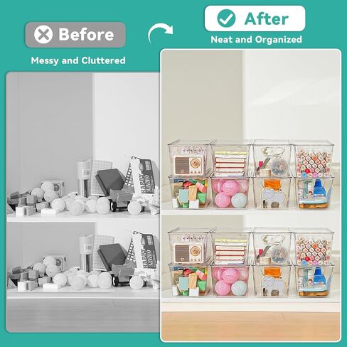 6 Pack Clear Storage Bins with Lids, Small Acrylic Arts and Craft Storage Containers, Stackable Clear Plastic Craft Storage Bins with Handles for Pantry Organizers and Storage, Kitchen, Fridge, Office in Saudi Arabia