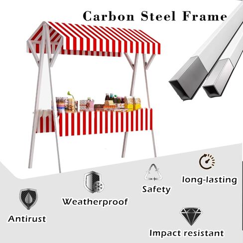 Metal Food Vendor Cart with Wheels for Business, Folding Street Vending Stall for Party Events Sale, Coffee/Candy/Dessert/Ice Cream/Flower Mobile Vendor's Stall, Custom Colours(Yellow,150x60cm/59x in Saudi Arabia