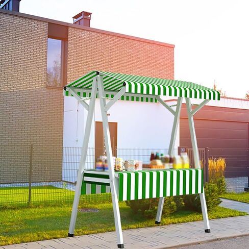 حامل عرض قابل للطي على الأرض في سوق المزارعين، حامل بائع فولاذي تجاري مع مظلة ومفرش طاولة، رف عرض كشك طعام حديث محمول في الشارع (أخضر، طول 1.9 متر (74 4/5 بوصة)) in Kuwait