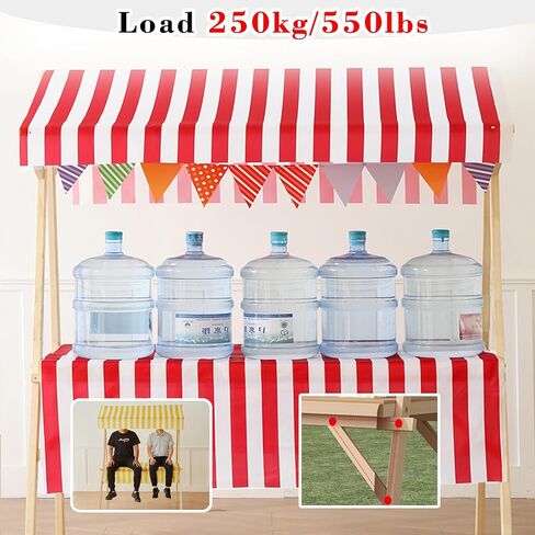Folding Street Vending Cart, Portable Vendor Stall Cart, Outdoor Event Tent for Market Patio Garden, Flower Market Display Stand, Easy Assembly(ligjt Grey,150x60cm/59x23.6in) in Kuwait